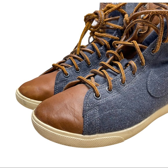 Nike Racquette Mid Denim Leather Lace Up Woman 7.5 - Picture 5 of 11